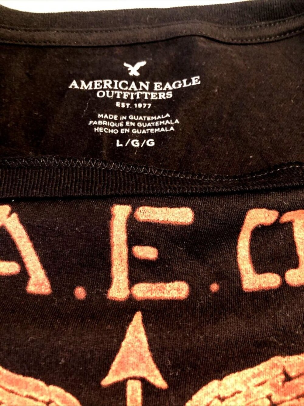 American Eagle Men’s Black Shirt Vintage Large VTG - Picture 4 of 5